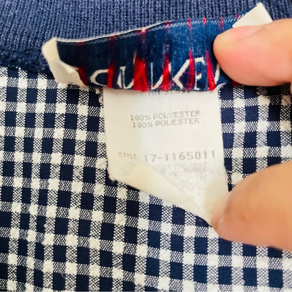 DonnKenny Classics woman gingham navy top size 10 medium button-down vintage - Picture 3 of 8